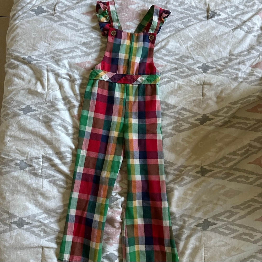 Colorful kids Vintage Plaid Overalls